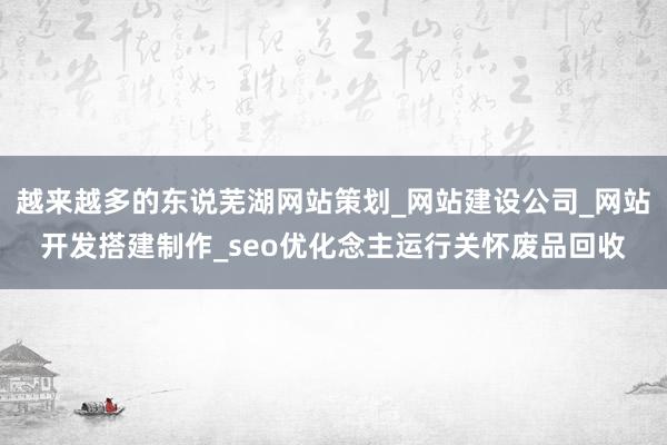 越来越多的东说芜湖网站策划_网站建设公司_网站开发搭建制作_seo优化念主运行关怀废品回收